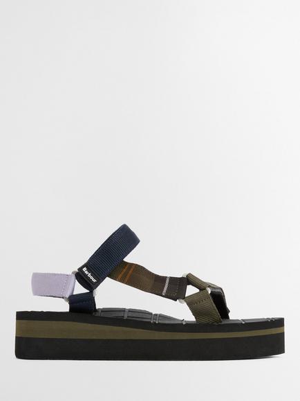 Barbour Mila Platform Sandals, Olive/Navy