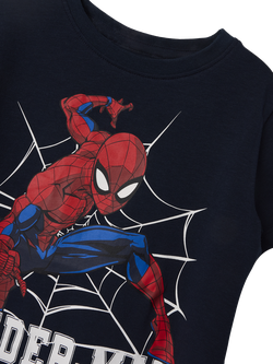NAME IT Kids' Spiderman Short Pyjamas, Dark Sapphire - view 2, Dark Sapphire