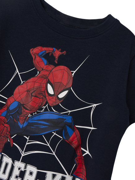 NAME IT Kids' Spiderman Short Pyjamas, Dark Sapphire - view 2, Dark Sapphire