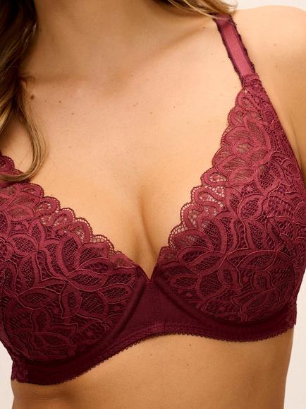 Wacoal Raffiné Underwired Plunge Bra, Carmine - view 2, Carmine