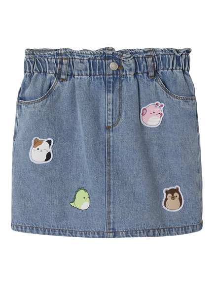 NAME IT Kids' Squishmallows Denim Skirt, Blue Denim, Blue Denim