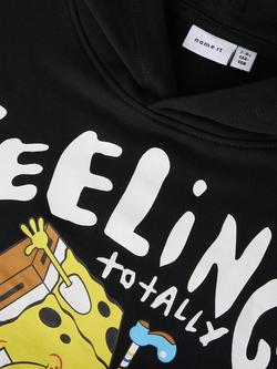 NAME IT Kids' SpongeBob SquarePants Hooded Jumper, Black - view 2, Black