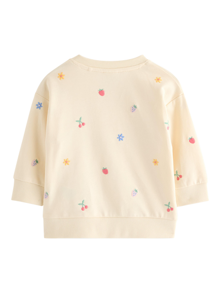 Lindex Baby Embroidered Floral and Fruit Sweatshirt, Cream - view 2, Cream