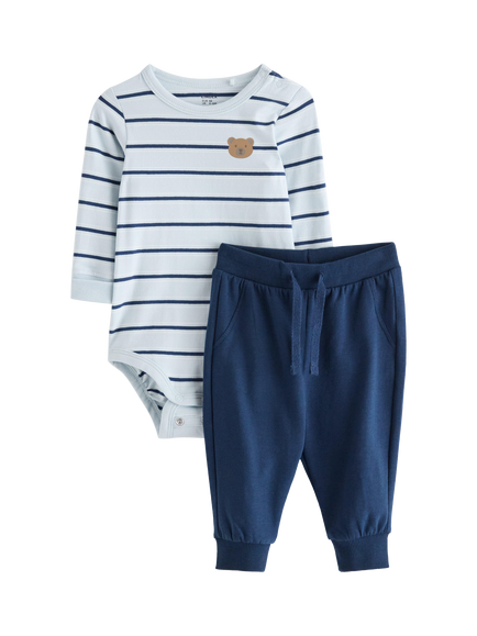 Lindex Baby Indoor Bodysuit and Trousers Set, Light Blue, Light Blue