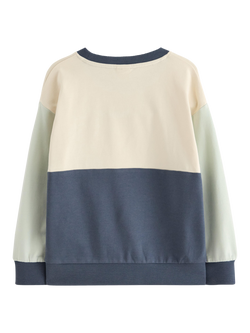 Lindex Kids' Crew Neck colour Block Sweatshirt, Dark Grey - view 2, Dark Grey