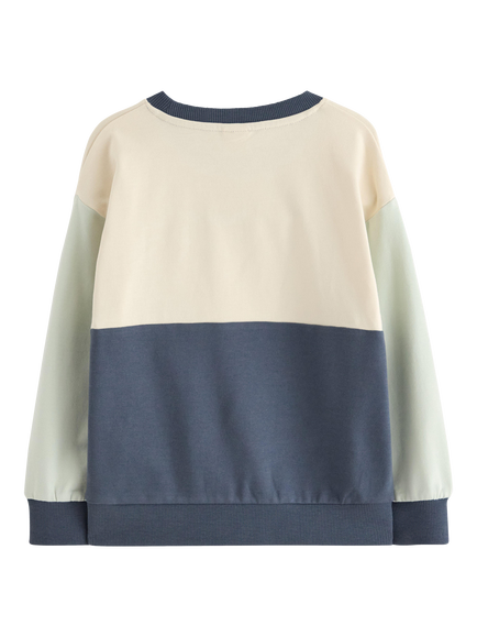 Lindex Kids' Crew Neck colour Block Sweatshirt, Dark Grey - view 2, Dark Grey