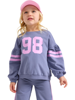 Lindex Kids' Blouson Sleeve Sweatshirt, Dusty Lilac, Dusty Lilac