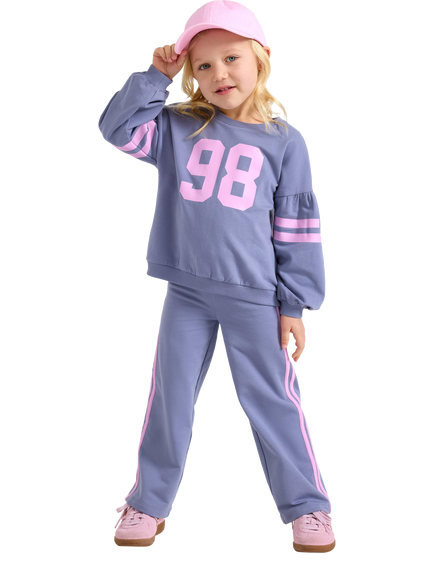 Lindex Kids' Blouson Sleeve Sweatshirt, Dusty Lilac - view 2, Dusty Lilac