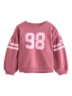 Lindex Kids' Crew Neck Blouson Sleeve Sweatshirt, Dusty Pink, Dusty Pink