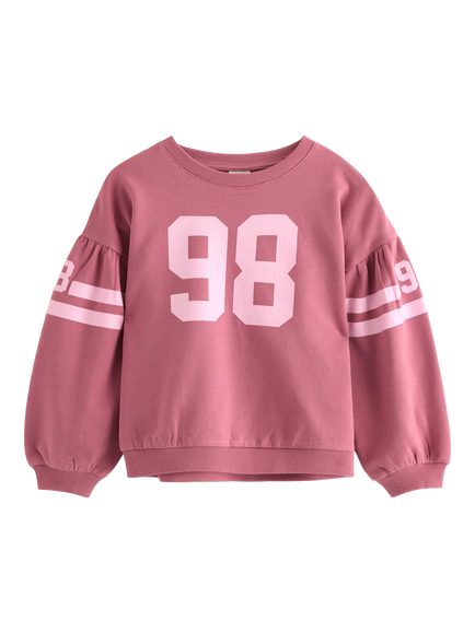 Lindex Kids' Crew Neck Blouson Sleeve Sweatshirt, Dusty Pink, Dusty Pink