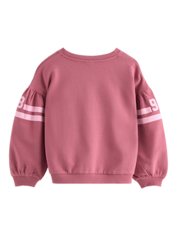 Lindex Kids' Crew Neck Blouson Sleeve Sweatshirt, Dusty Pink - view 2, Dusty Pink