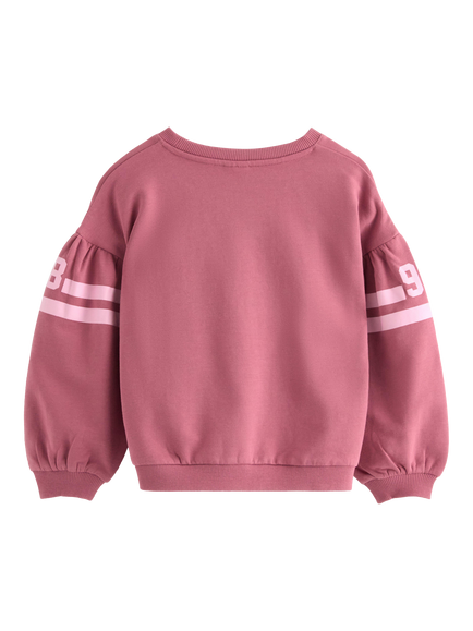Lindex Kids' Crew Neck Blouson Sleeve Sweatshirt, Dusty Pink - view 2, Dusty Pink
