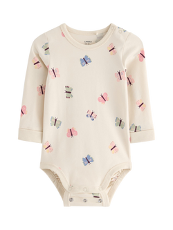 Lindex Baby Long Sleeve Bodysuit, Light Beige, Light Beige