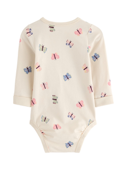 Lindex Baby Long Sleeve Bodysuit, Light Beige - view 2, Light Beige