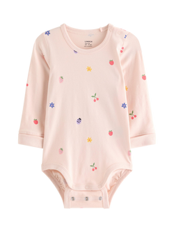 Lindex Baby Long Sleeve Bodysuit, Pink, Pink