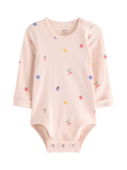 Lindex Baby Long Sleeve Bodysuit, Pink, Pink