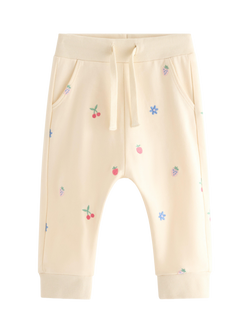 Lindex Baby Embroidered Joggers, Cream, Cream
