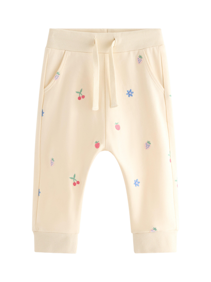 Lindex Baby Embroidered Joggers, Cream, Cream