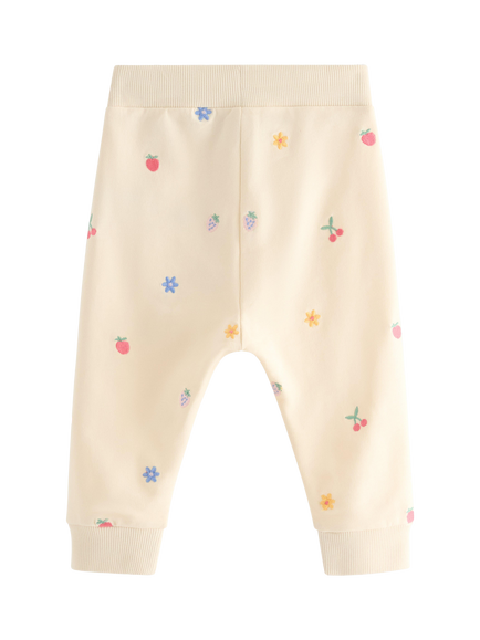 Lindex Baby Embroidered Joggers, Cream - view 2, Cream
