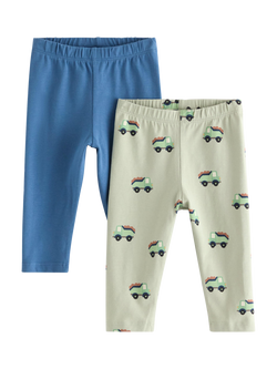 Lindex Baby Bee Print Leggings, Pack Of 2, Dusty Green, Dusty Green