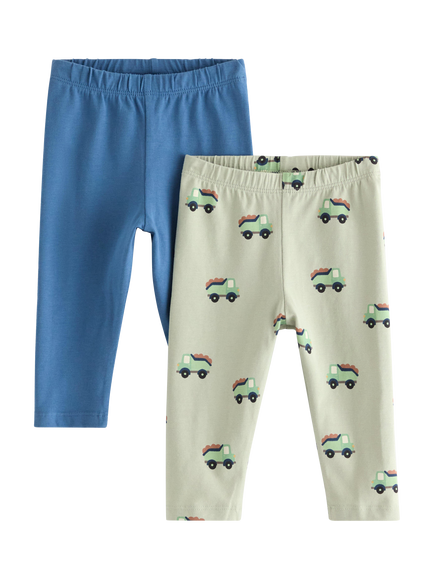 Lindex Baby Bee Print Leggings, Pack Of 2, Dusty Green, Dusty Green