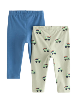 Lindex Baby Bee Print Leggings, Pack Of 2, Dusty Green - view 2, Dusty Green