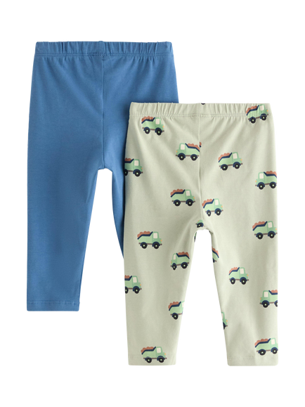 Lindex Baby Bee Print Leggings, Pack Of 2, Dusty Green - view 2, Dusty Green