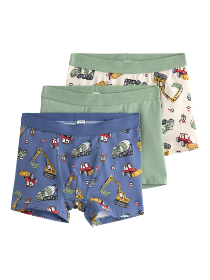 Lindex Kids' Cotton Blend Briefs, Pack of 3, Dusty Green, Dusty Green