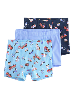 Lindex Kids' Printed Boxer Shorts, Pack of 3, Blue, Blue