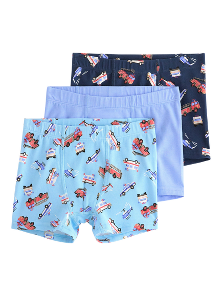 Lindex Kids' Printed Boxer Shorts, Pack of 3, Blue, Blue