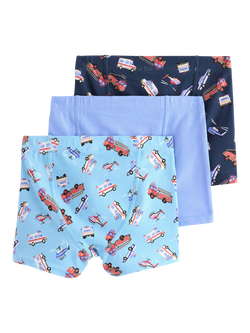 Lindex Kids' Printed Boxer Shorts, Pack of 3, Blue - view 2, Blue