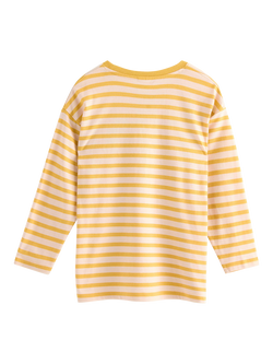 Lindex Kids' Long Sleeve Striped Motif Top, Light Dusty Yellow - view 2, Light Dusty Yellow