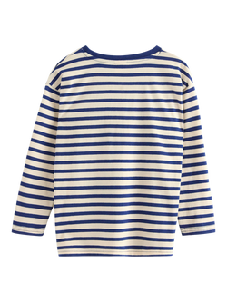 Lindex Kids' Long Sleeve Striped Motif Top, Dark Blue - view 2, Dark Blue