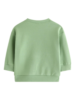Lindex Baby Crocodile Appliqué Sweatshirt, Dusty Green - view 2, Dusty Green