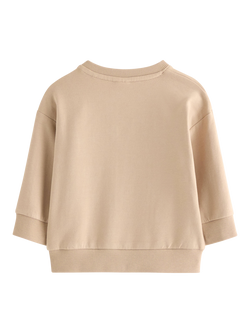 Lindex Baby Bee Embroidery Sweatshirt, Beige - view 2, Beige