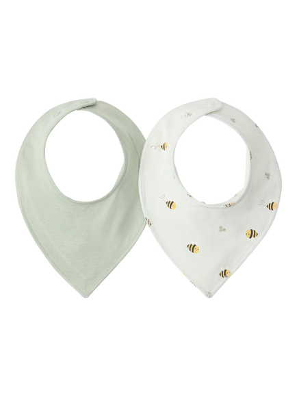 Lindex Baby Cotton Bib, Pack of 2, Light Dusty Green, Light Dusty Green