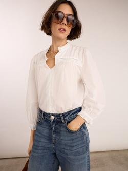 Baukjen Karenina Broderie Angalsie Yoke Blouse, White, White