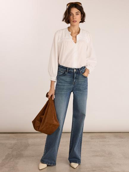 Baukjen Karenina Broderie Angalsie Yoke Blouse, White - view 2, White