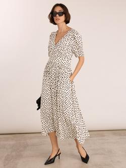 Baukjen Lina Polka Dot Midi Dress, Cream, Cream