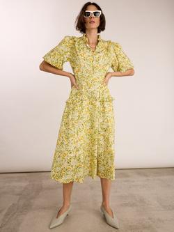 Baukjen Eva Floral Midi Dress, Yellow, Yellow