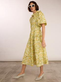 Baukjen Eva Floral Midi Dress, Yellow - view 2, Yellow