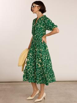 Baukjen Mariella Floral Midi Dress containing LENZING™ ECOVERO™ Viscose, Emerald - view 2, Emerald