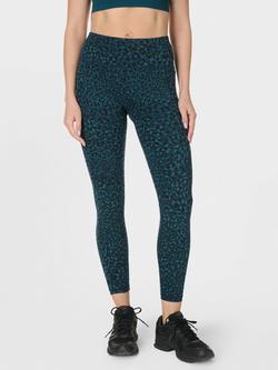 Sweaty Betty Leopard Print Workout 7/8 Leggings, Blue Leopard Dot Print, Blue Leopard Dot Print