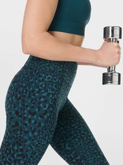 Sweaty Betty Leopard Print Workout 7/8 Leggings, Blue Leopard Dot Print - view 2, Blue Leopard Dot Print