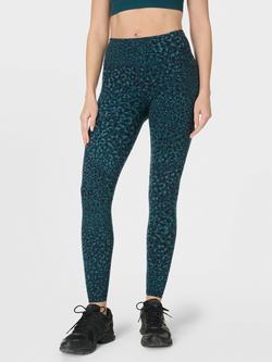 Sweaty Betty Leopard Print Workout Leggings, Blue Leopard Dot Print - view 2, Blue Leopard Dot Print