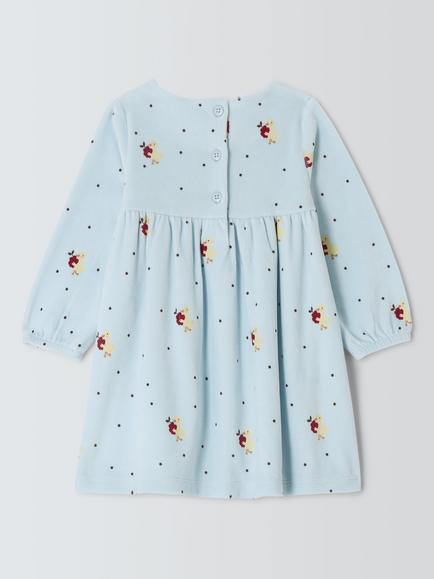 John Lewis Baby Duck Spot Dress and Tights Set, Blue - view 2, Blue