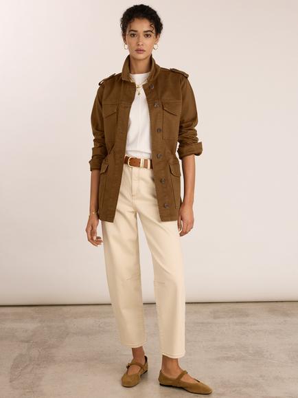 Baukjen Nixi Barrel Leg Cropped Jeans, Ecru - view 2, Ecru