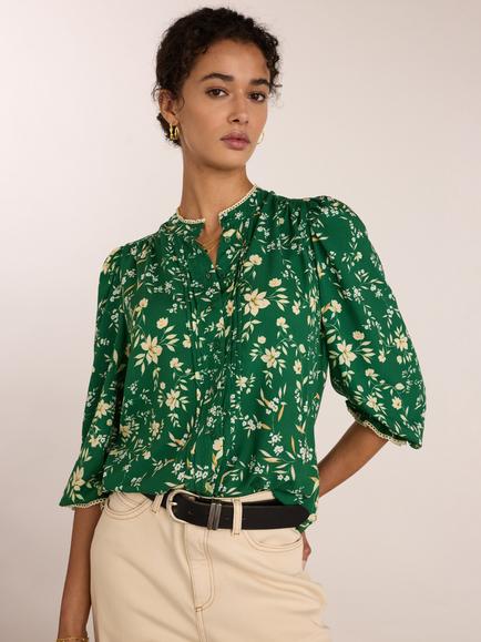 Baukjen Natalia Floral Top containing LENZING™ ECOVERO™ Viscose, Emerald, Emerald