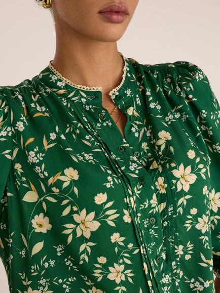 Baukjen Natalia Floral Top containing LENZING™ ECOVERO™ Viscose, Emerald - view 2, Emerald