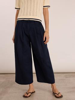 Baukjen Emil Cotton Twill Culottes, Navy - view 2, Navy